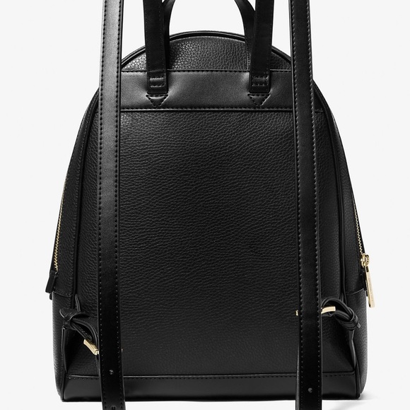 Michael Kors Rhea Medium Pebbled Leather Backpack Black - Picture 6 of 8